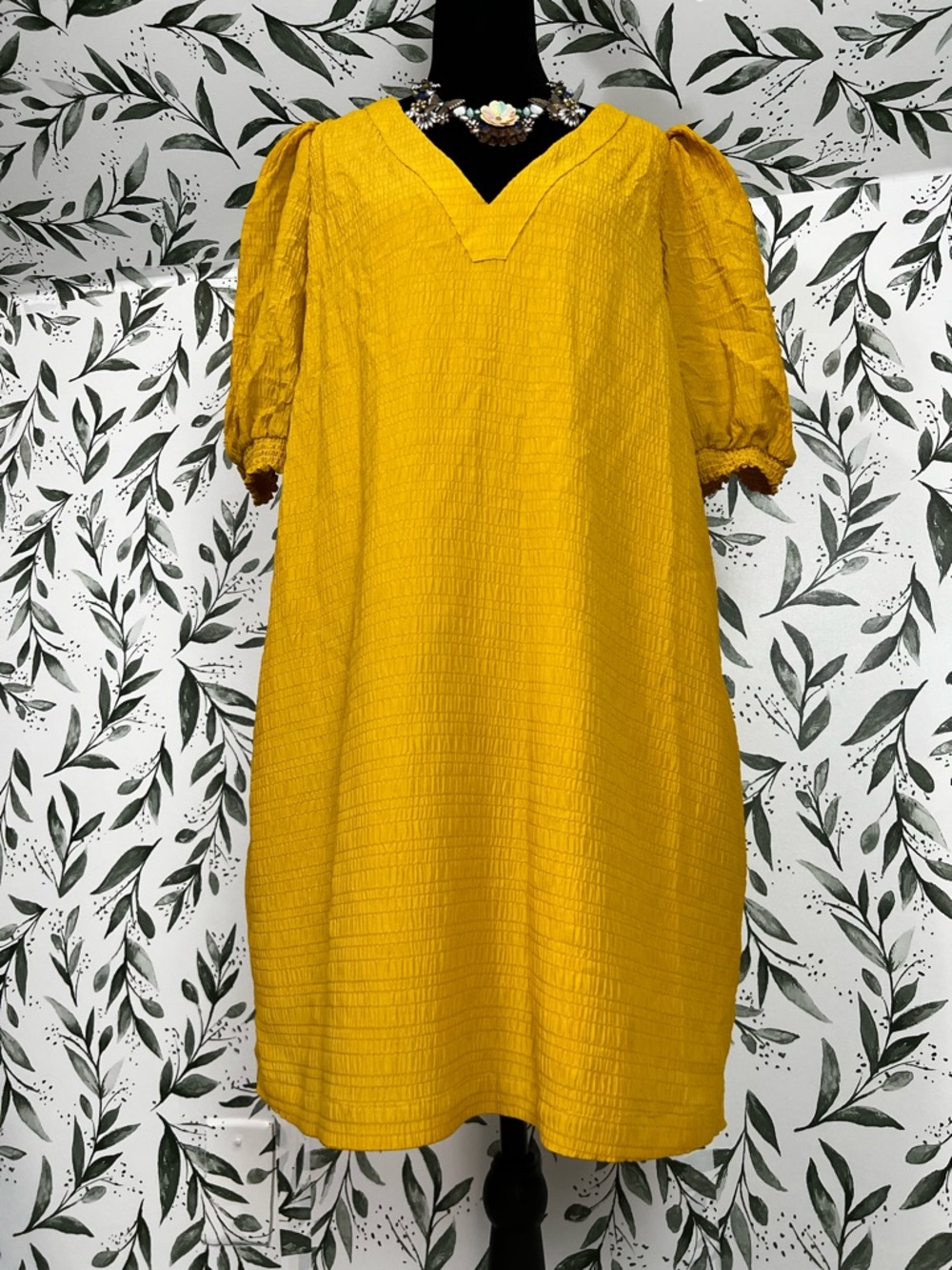 BB Dakota by Steve Madden "Fields of Gold" Shift Dress Sz L Textured Gauze #A